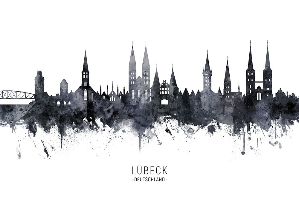 Lubeck Germany Skyline art print by Michael Tompsett for $57.95 CAD