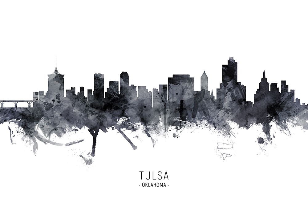 Tulsa Oklahoma Skyline art print by Michael Tompsett for $57.95 CAD