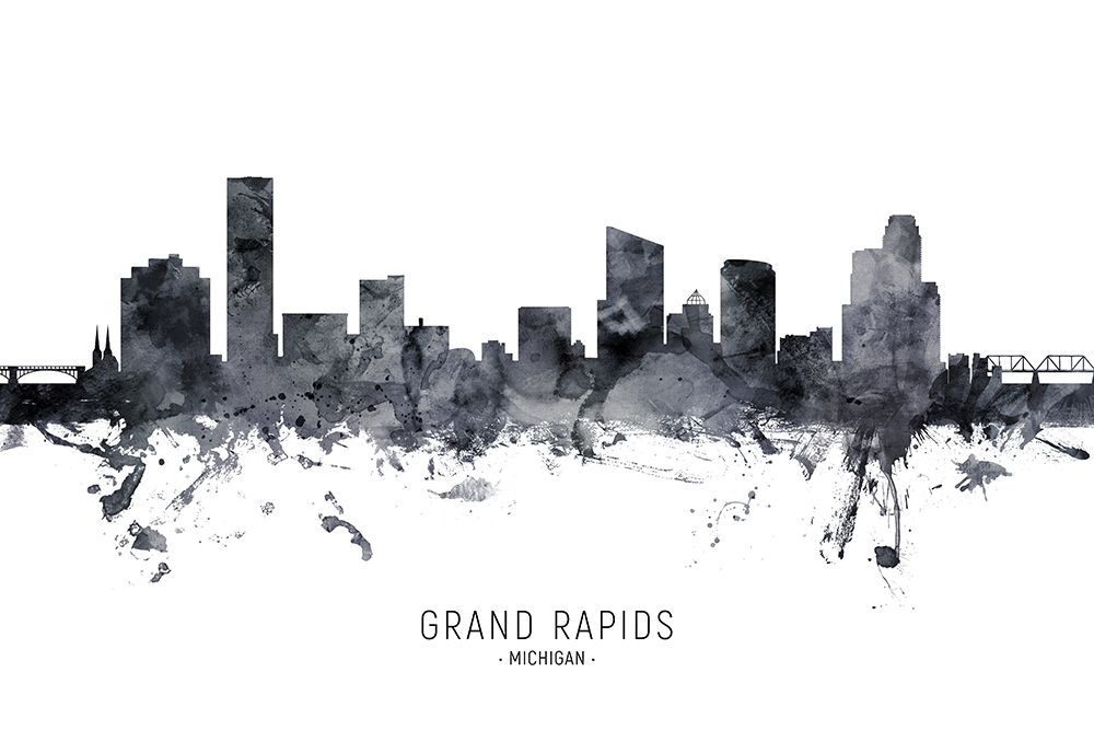 Grand Rapids Michigan Skyline art print by Michael Tompsett for $57.95 CAD