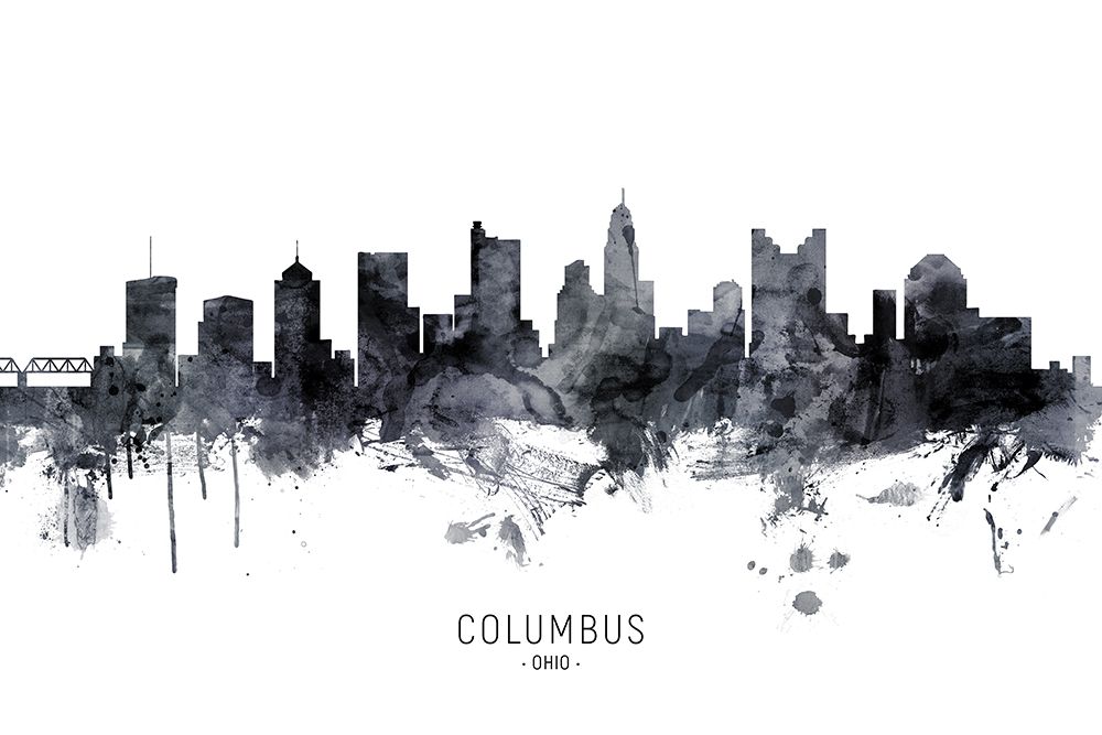 Columbus Ohio Skyline art print by Michael Tompsett for $57.95 CAD
