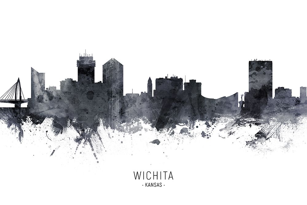 Wichita Kansas Skyline art print by Michael Tompsett for $57.95 CAD