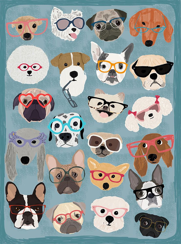 Puzzle Dogs In Glasses art print by Hanna Melin for $57.95 CAD