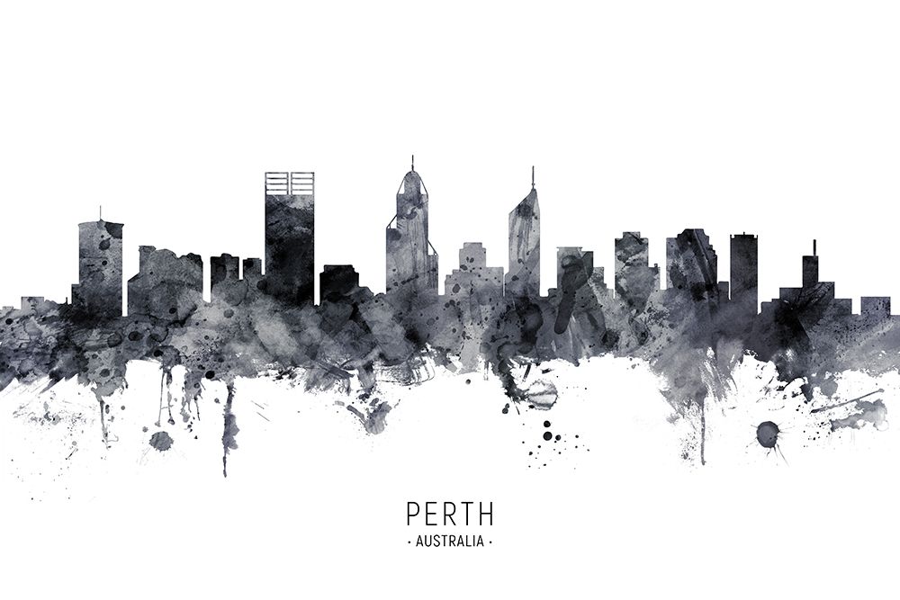 Perth Australia Skyline art print by Michael Tompsett for $57.95 CAD