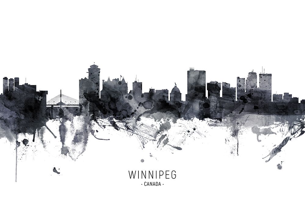 Winnipeg Canada Skyline art print by Michael Tompsett for $57.95 CAD