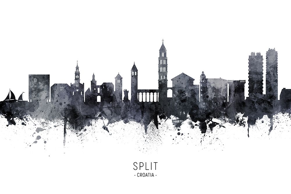Split Croatia Skyline art print by Michael Tompsett for $57.95 CAD
