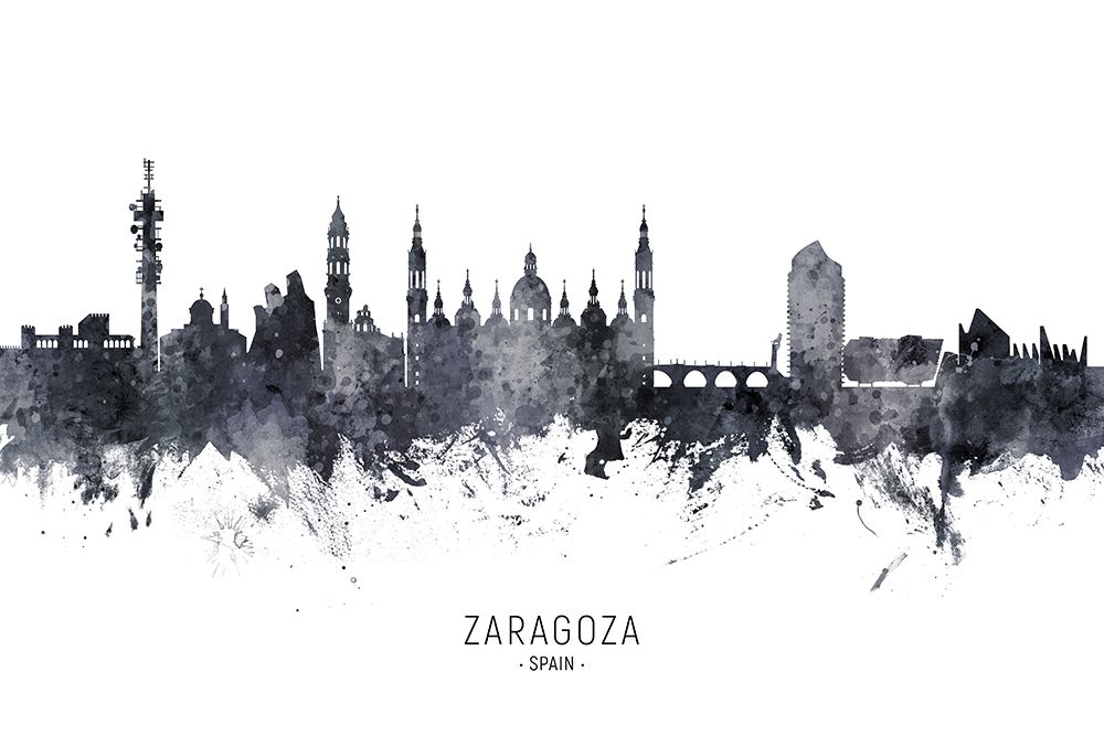 Zaragoza Spain Skyline art print by Michael Tompsett for $57.95 CAD