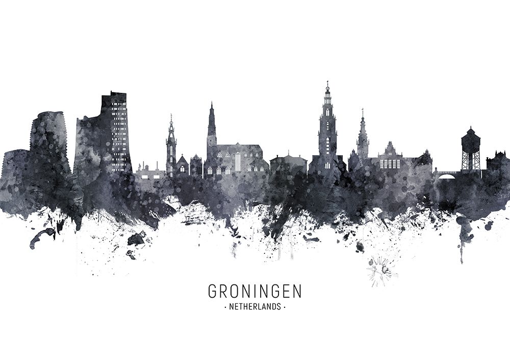 Groningen The Netherlands Skyline art print by Michael Tompsett for $57.95 CAD