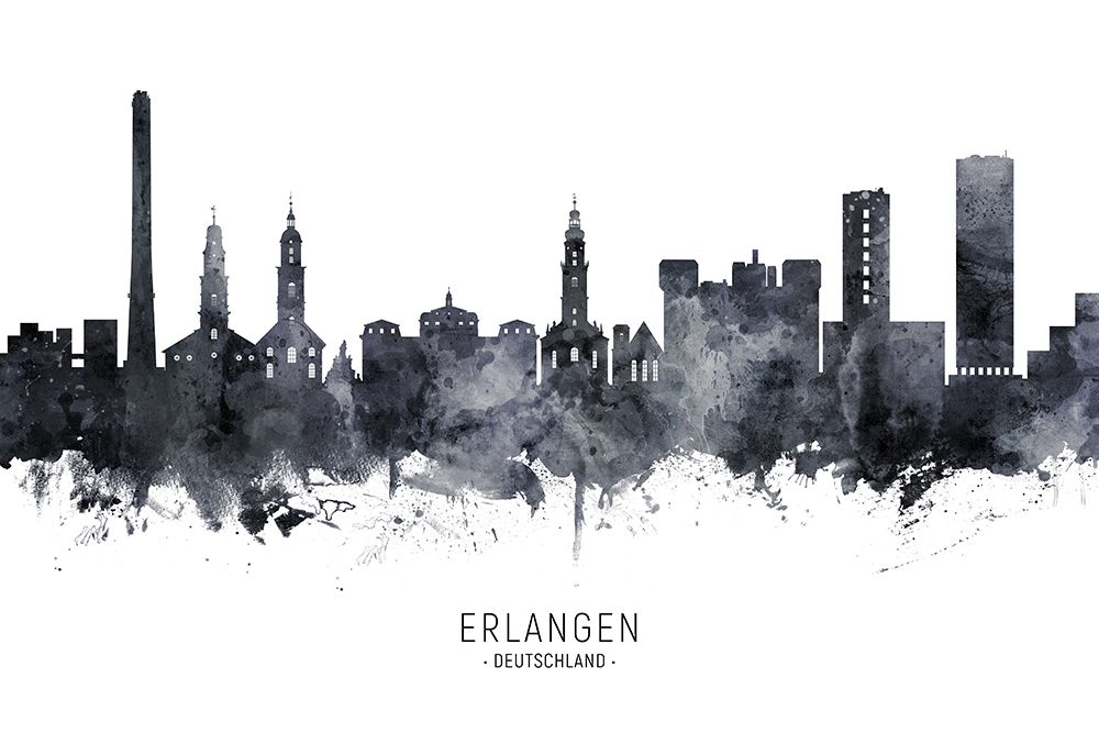 Erlangen Germany Skyline art print by Michael Tompsett for $57.95 CAD