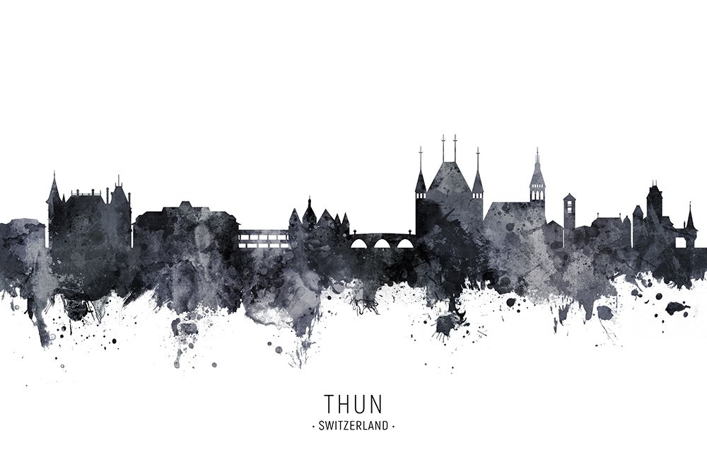 Thun Switzerland Skyline art print by Michael Tompsett for $57.95 CAD