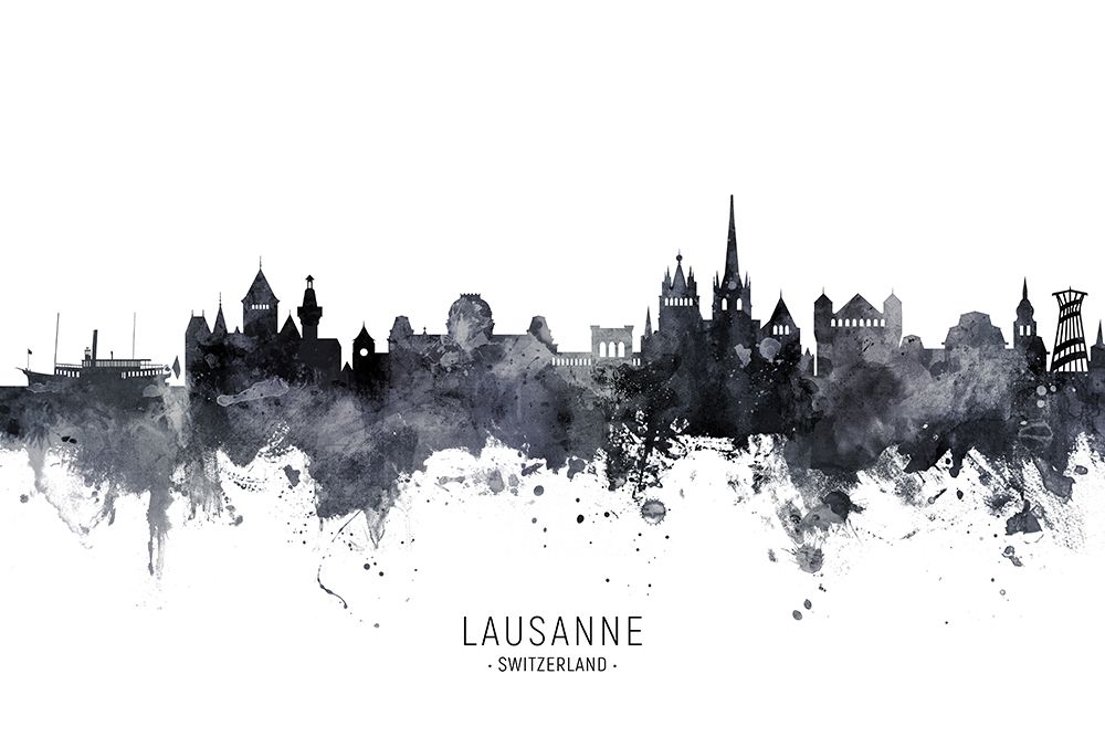 Lausanne Switzerland Skyline art print by Michael Tompsett for $57.95 CAD