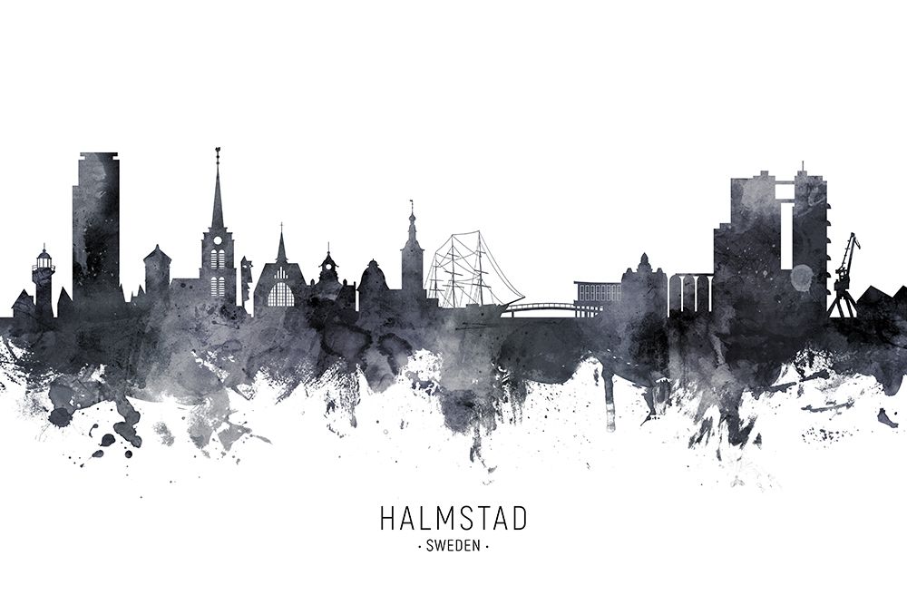 Halmstad Sweden Skyline art print by Michael Tompsett for $57.95 CAD