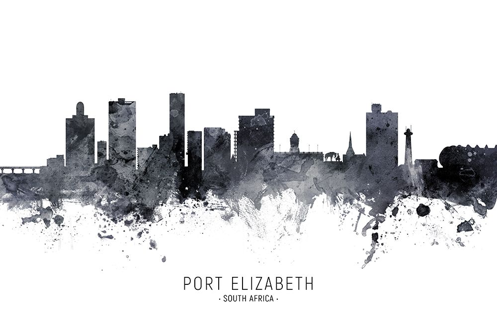 Port Elizabeth South Africa Skyline art print by Michael Tompsett for $57.95 CAD