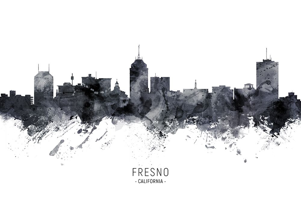 Fresno California Skyline art print by Michael Tompsett for $57.95 CAD