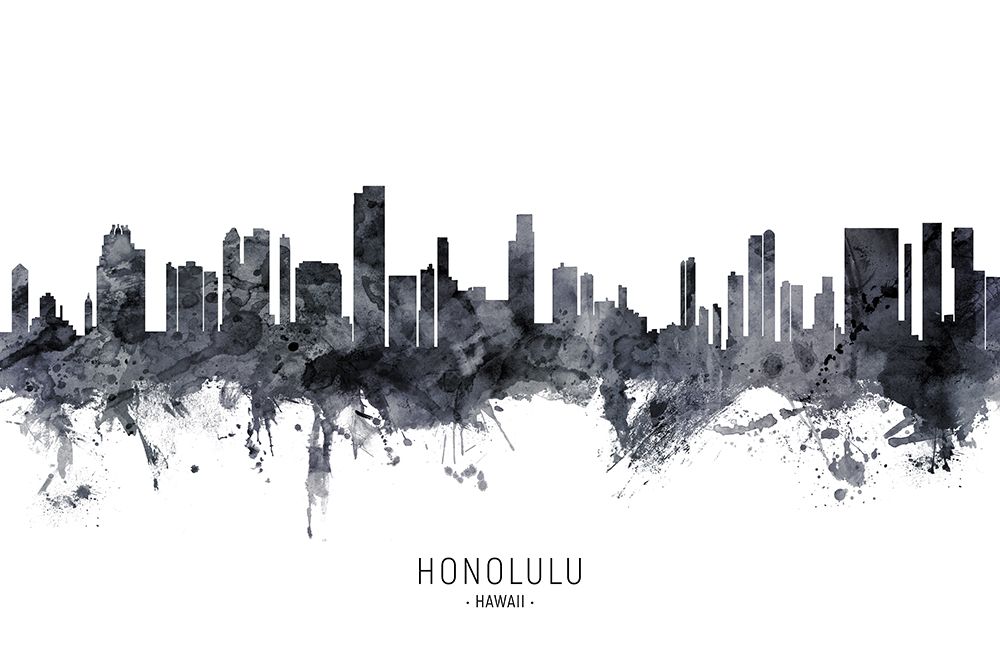 Honolulu Hawaii Skyline art print by Michael Tompsett for $57.95 CAD