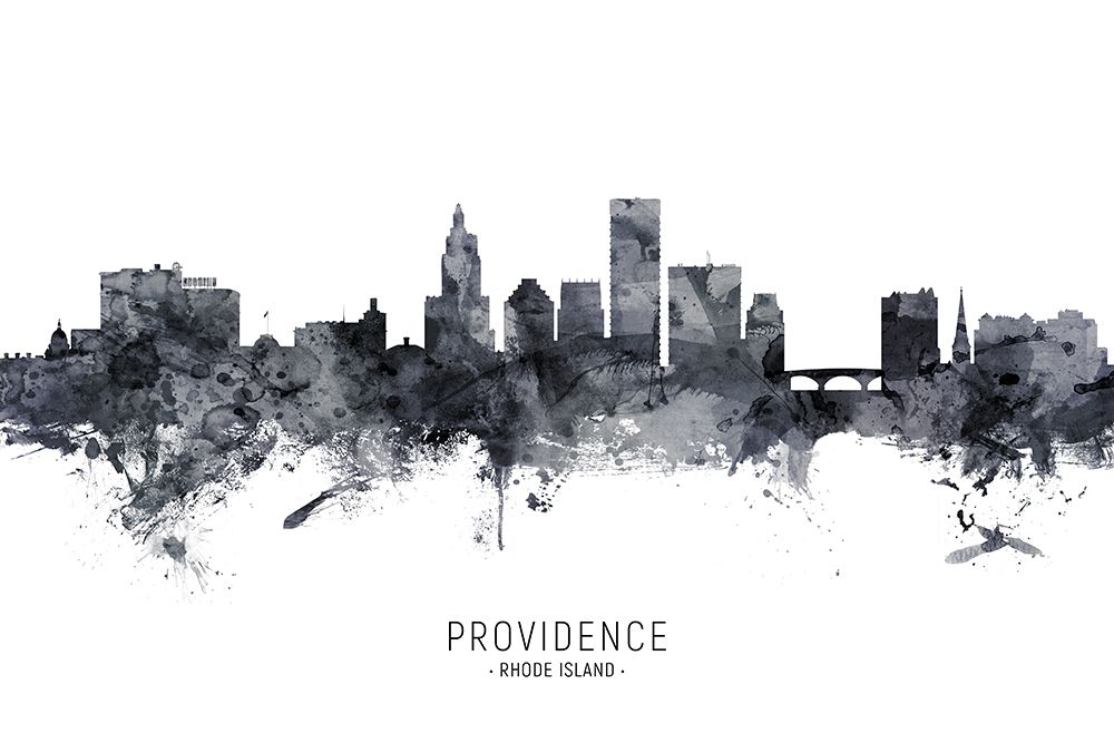 Providence Rhode Island Skyline art print by Michael Tompsett for $57.95 CAD