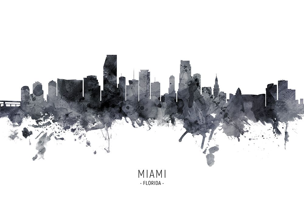 Miami Florida Skyline art print by Michael Tompsett for $57.95 CAD