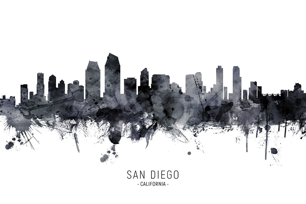 San Diego California Skyline art print by Michael Tompsett for $57.95 CAD