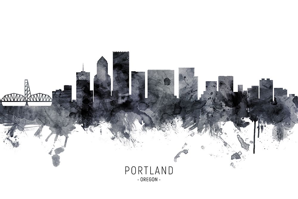 Portland Oregon Skyline art print by Michael Tompsett for $57.95 CAD