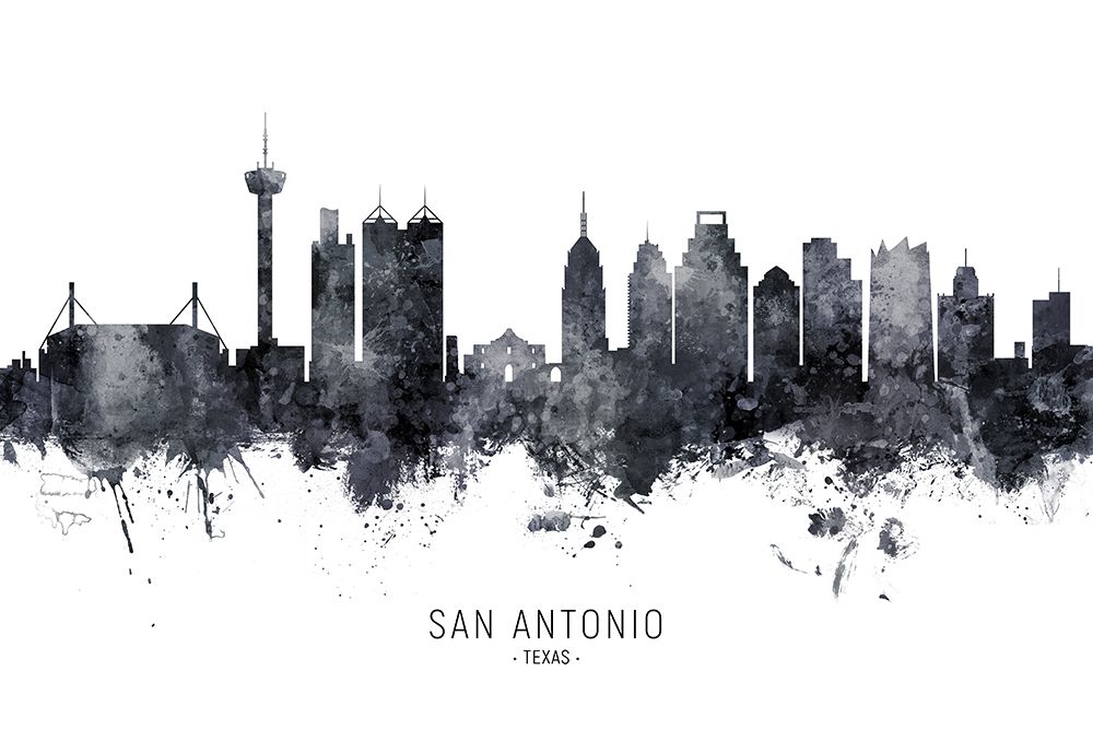San Antonio Texas Skyline art print by Michael Tompsett for $57.95 CAD
