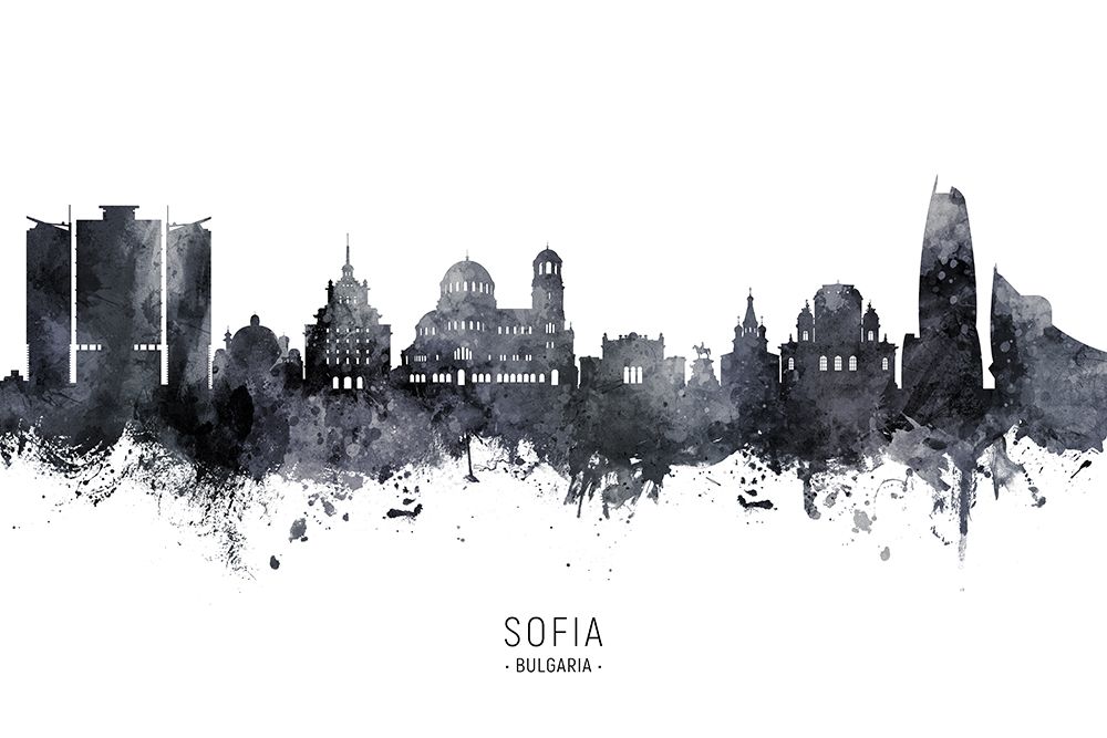 Sofia Bulgaria Skyline art print by Michael Tompsett for $57.95 CAD