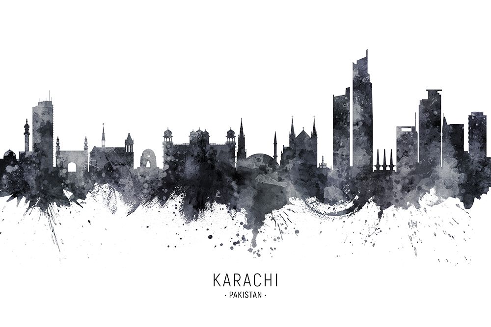 Karachi Pakistan Skyline art print by Michael Tompsett for $57.95 CAD