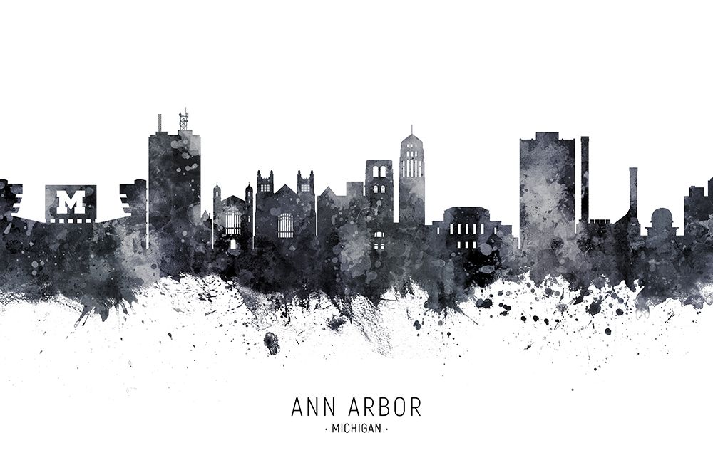 Ann Arbor Michigan Skyline art print by Michael Tompsett for $57.95 CAD