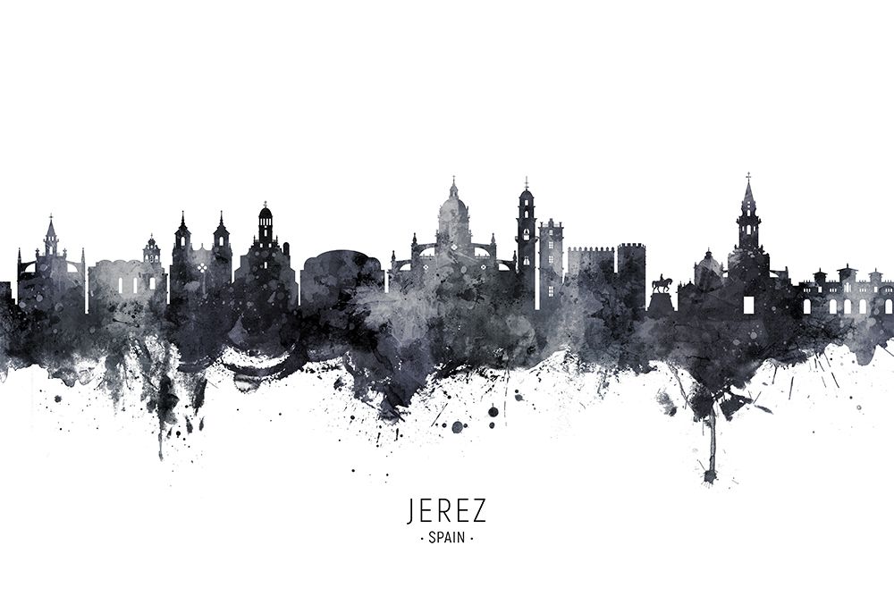 Jerez Spain Skyline art print by Michael Tompsett for $57.95 CAD