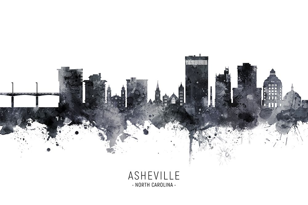 Asheville North Carolina Skyline art print by Michael Tompsett for $57.95 CAD