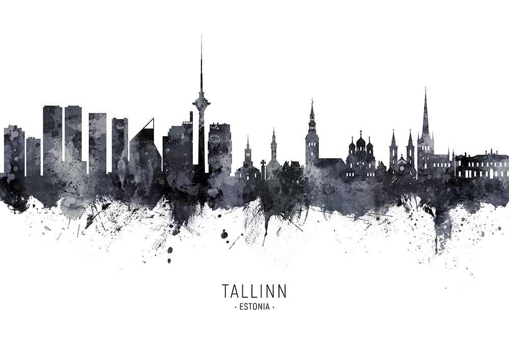 Tallinn Estonia Skyline art print by Michael Tompsett for $57.95 CAD