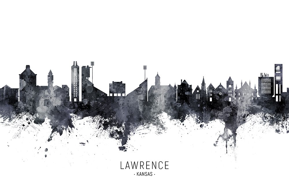 Lawrence Kansas Skyline art print by Michael Tompsett for $57.95 CAD