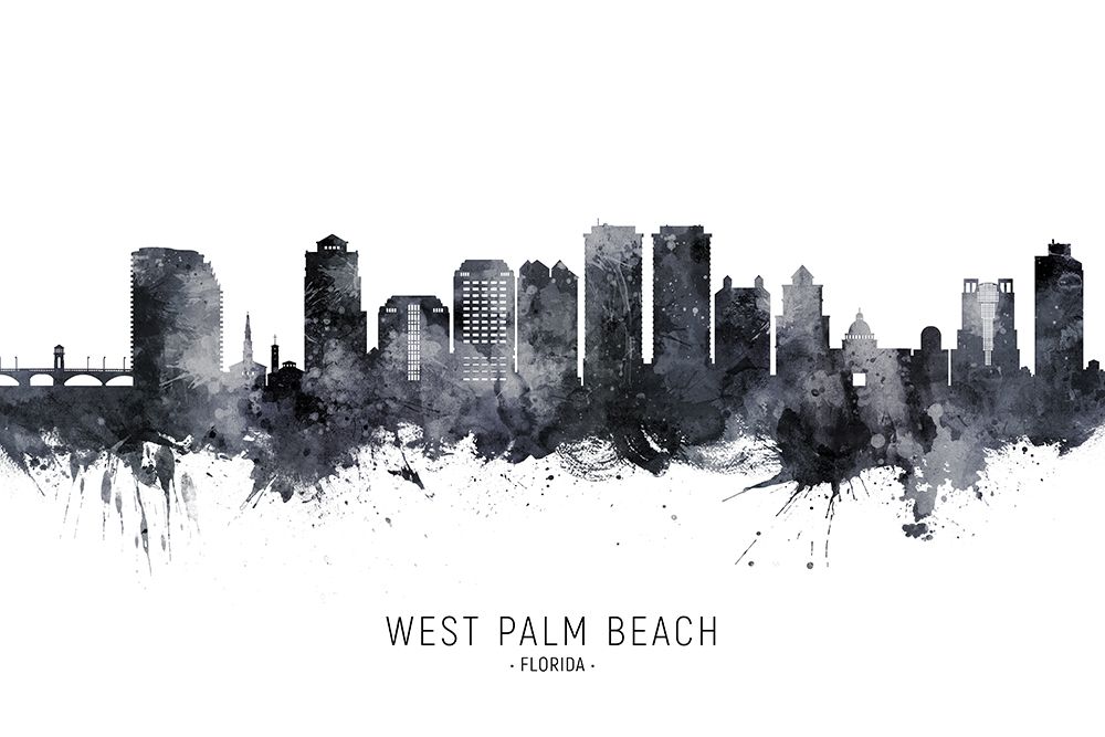 West Palm Beach Florida Skyline art print by Michael Tompsett for $57.95 CAD
