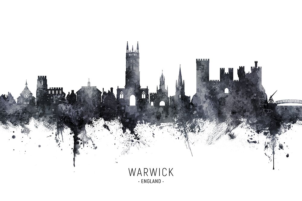 Warwick England Skyline art print by Michael Tompsett for $57.95 CAD