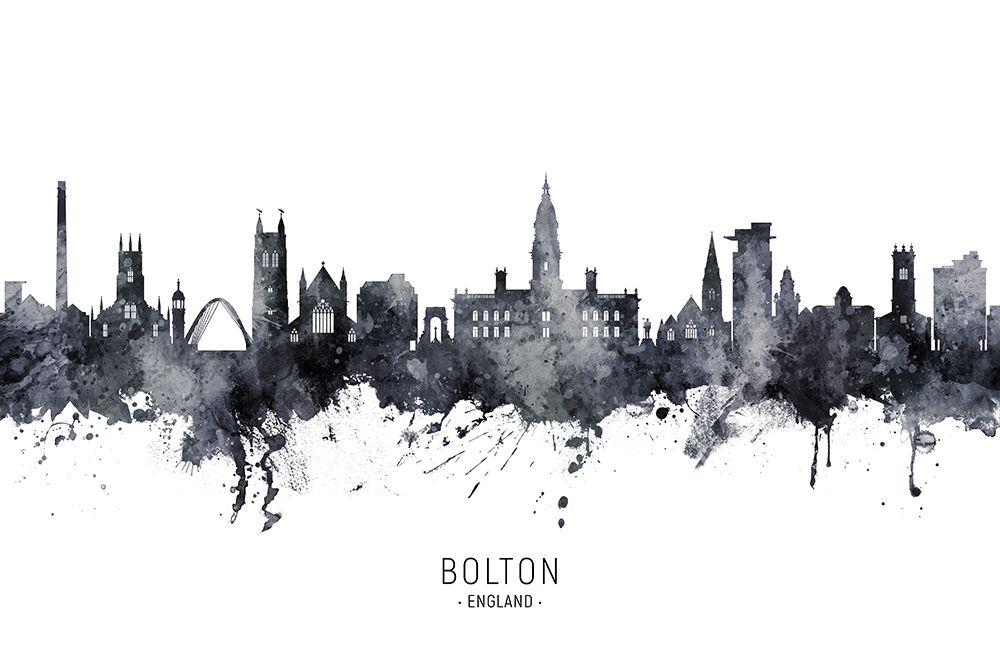 Bolton England Skyline art print by Michael Tompsett for $57.95 CAD