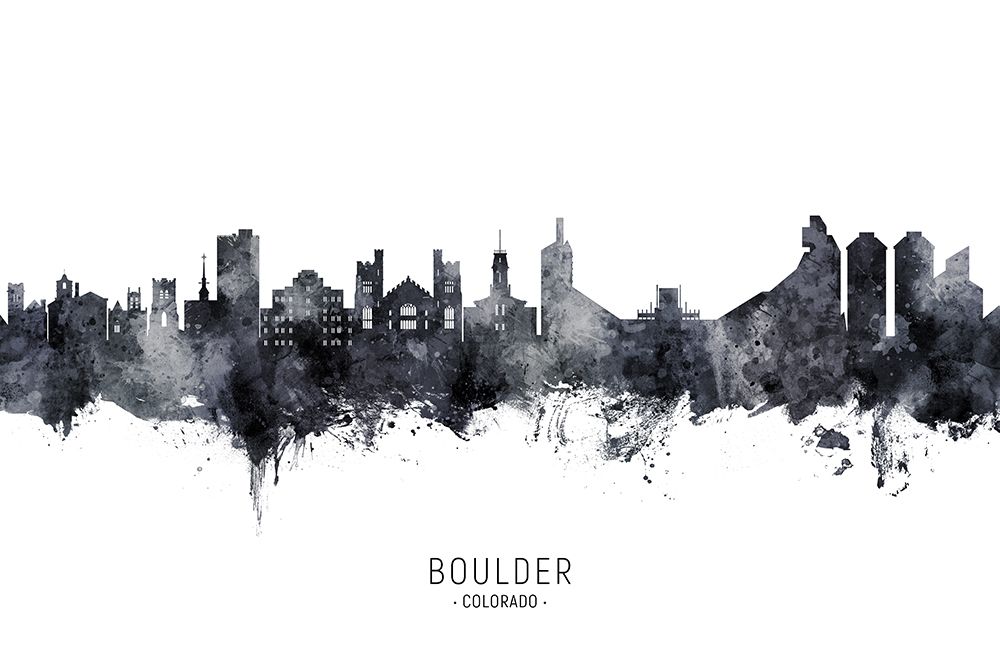 Boulder Colorado Skyline art print by Michael Tompsett for $57.95 CAD