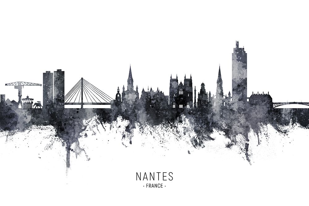 Nantes France Skyline art print by Michael Tompsett for $57.95 CAD