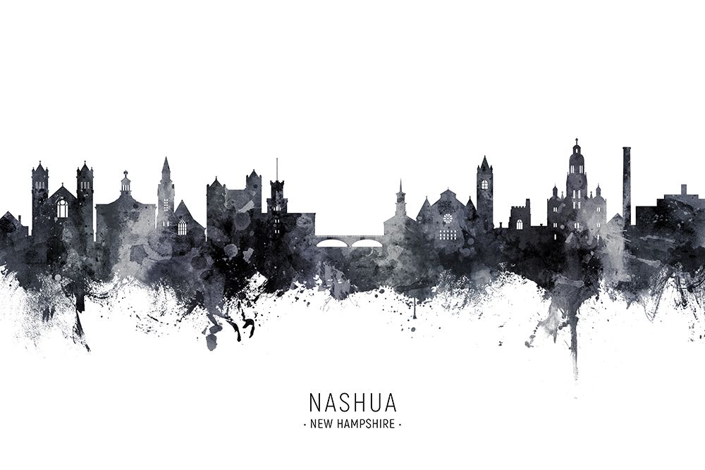 Nashua New Hampshire Skyline art print by Michael Tompsett for $57.95 CAD