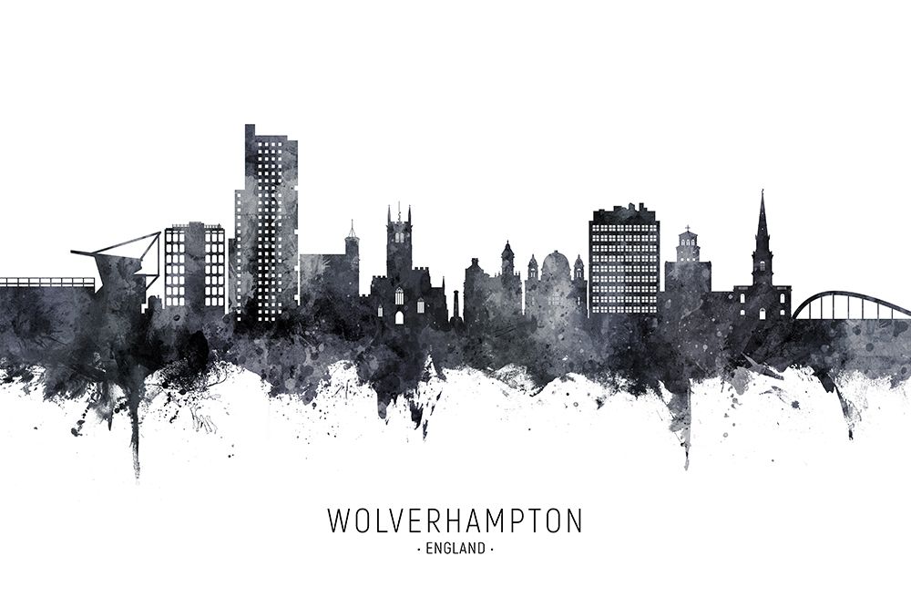 Wolverhampton England Skyline art print by Michael Tompsett for $57.95 CAD