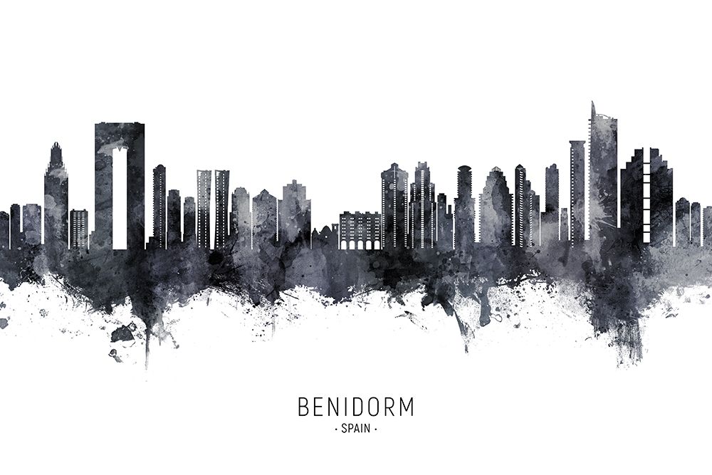 Benidorm Spain Skyline art print by Michael Tompsett for $57.95 CAD