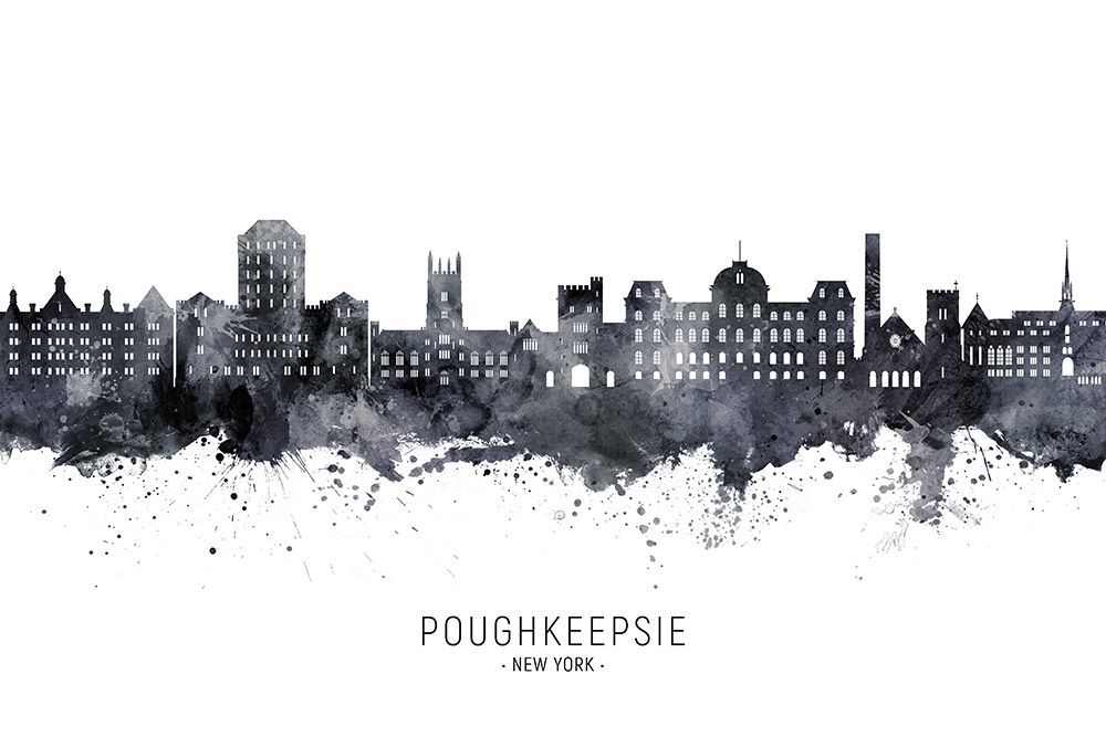 Poughkeepsie New York Skyline art print by Michael Tompsett for $57.95 CAD