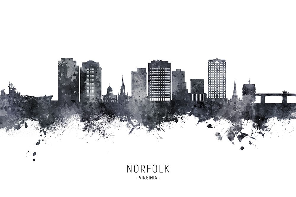 Norfolk Virginia Skyline art print by Michael Tompsett for $57.95 CAD