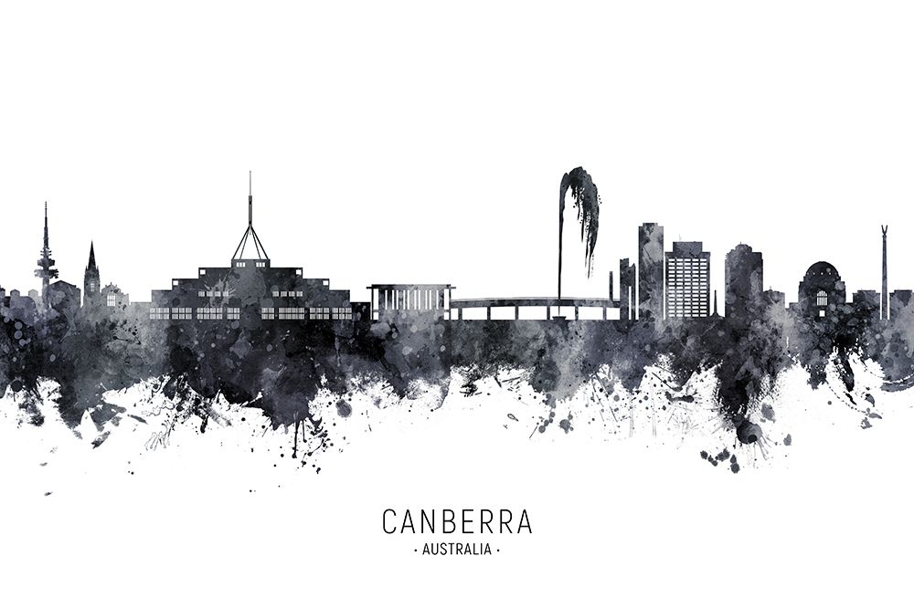 Canberra Australia Skyline art print by Michael Tompsett for $57.95 CAD