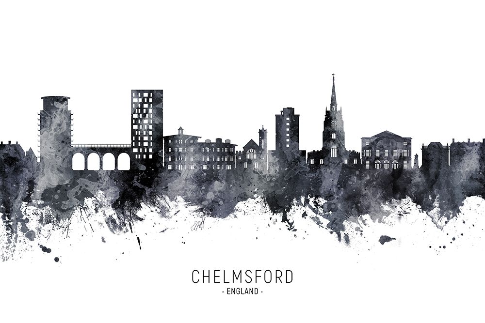 Chelmsford England Skyline art print by Michael Tompsett for $57.95 CAD