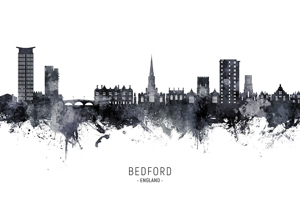 Bedford England Skyline art print by Michael Tompsett for $57.95 CAD