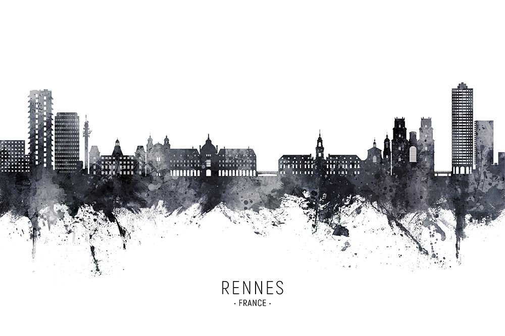 Rennes France Skyline art print by Michael Tompsett for $57.95 CAD