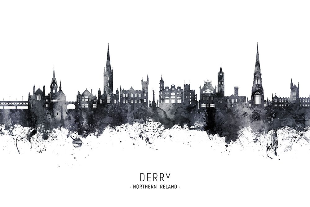 Derry Northern Ireland Skyline art print by Michael Tompsett for $57.95 CAD