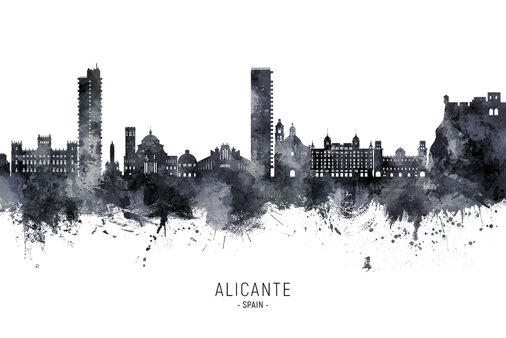 Alicante Spain Skyline art print by Michael Tompsett for $57.95 CAD