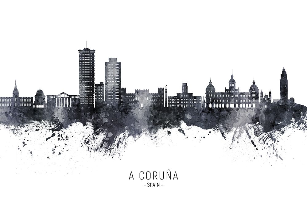 A CoruApa Spain Skyline art print by Michael Tompsett for $57.95 CAD