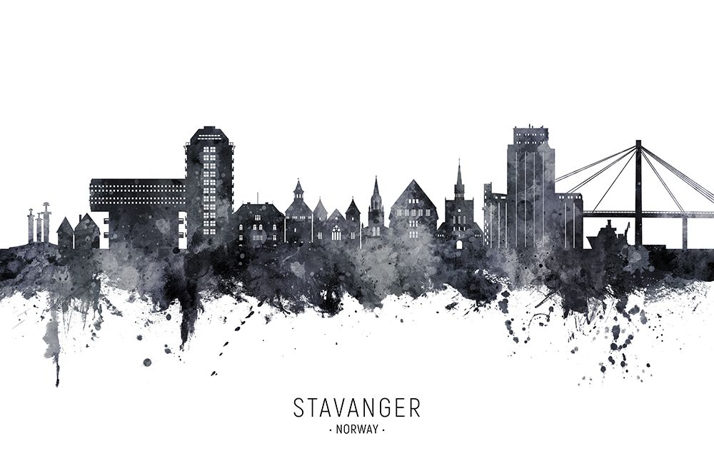 Stavanger Norway Skyline art print by Michael Tompsett for $57.95 CAD