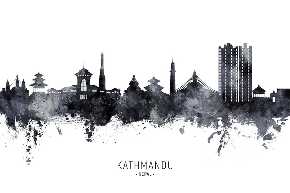 Kathmandu Nepal Skyline art print by Michael Tompsett for $57.95 CAD