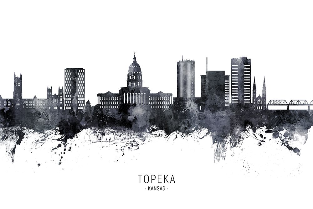 Topeka Wyoming Skyline art print by Michael Tompsett for $57.95 CAD
